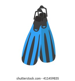 Swimming fins vector illustration. Diving equipment. 