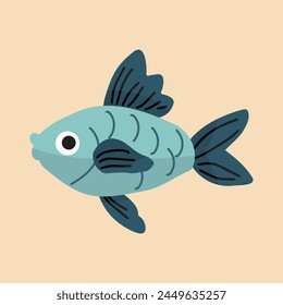 Swimming fish, element, animal, nature, cute, vector, illustration