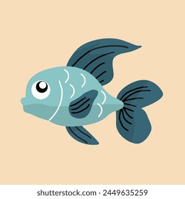 Swimming fish, element, animal, nature, cute, vector, illustration
