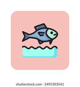 Icono de línea de pez nadador. Mar, acuario, mascota. Concepto de alergia. Concepto de vida marina. La Ilustración vectorial se puede utilizar para temas como mariscos, fauna, vida marina