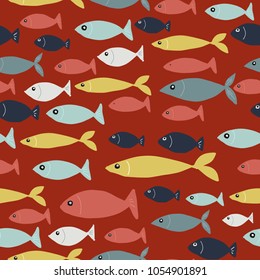 Swimming fish seamless pattern vector