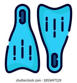 swimming flipper vector icon. colored outline style for Web and Mobile.