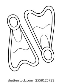 Swimming flippers in black outline. Clip art for your projects.