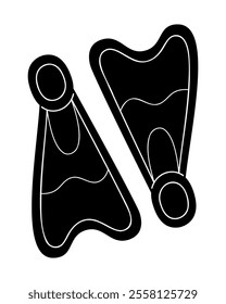 Swimming flippers in black and white. Clip art for your projects.