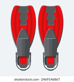 Swimming flippers. Diving equipment. Scuba, snorkeling. Vector illustration in flat style