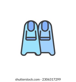 Swimming flippers filled outline icon, line vector sign, linear colorful pictogram isolated on white. Symbol, logo illustration. Vector graphics