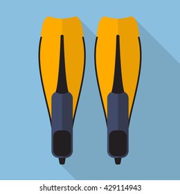Swimming flippers flat icon with long shadow