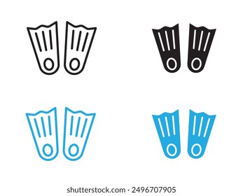 Swimming flippers icon black and white vector outline sign