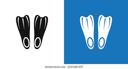 Swimming flippers icon Flat vector set outline