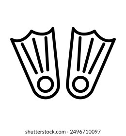 Swimming flippers icon linear logo mark in black and white