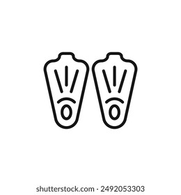 Swimming flippers icon outline collection in black and on white background