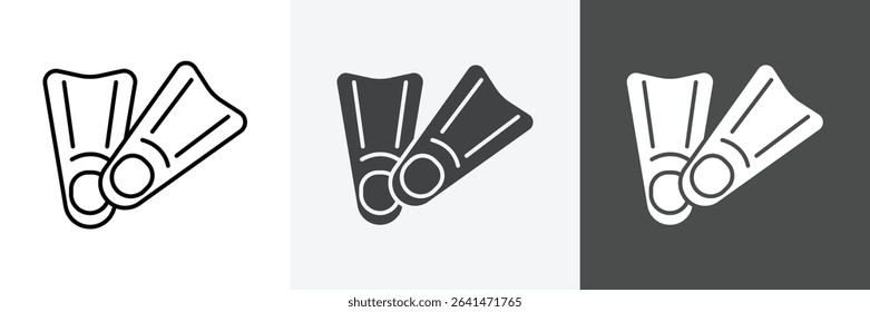 Swimming flippers icon set vector art