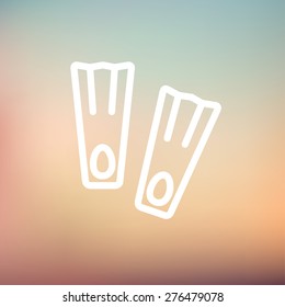Swimming flippers icon thin line for web and mobile, modern minimalistic flat design. Vector white icon on gradient mesh background.