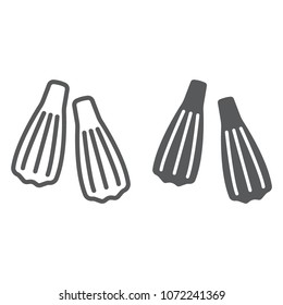 Swimming flippers line and glyph icon, diving and underwater, fins sign vector graphics, a linear pattern on a white background, eps 10.