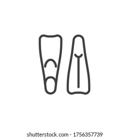 Swimming flippers line icon. linear style sign for mobile concept and web design. Pair of diving flippers outline vector icon. Symbol, logo illustration. Vector graphics