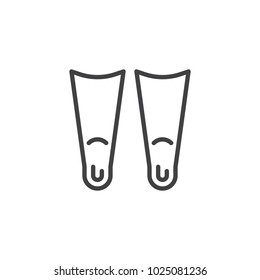 Swimming flippers outline icon. linear style sign for mobile concept and web design. Swimming fins simple line vector icon. Symbol, logo illustration. Pixel perfect vector graphics