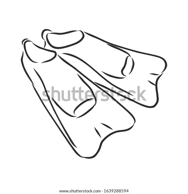 Swimming Flippers Vector Sketch Illustration Stock Vector (Royalty Free ...