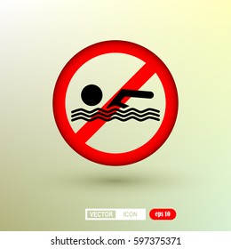 swimming is forbidden vector icon