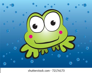 Swimming Frog Cartoon Vector