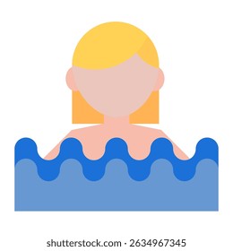 Swimming girl isolated on white background