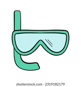 Swimming glasses. Bathing accessory. Summer fun. Vector illustration in doodle style.