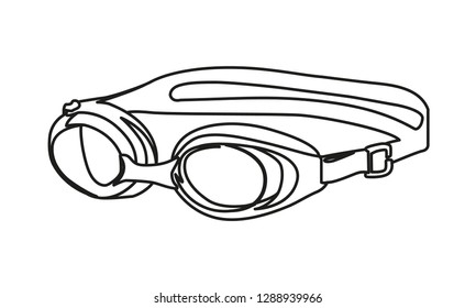 swimming glasses contour vector illustration