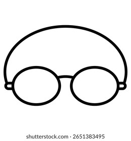 Swimming Glasses icon Black and white outline flat sign vector