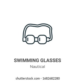Die Schwimmbrille umreißt das Symbol Vektorillustration. Dünne schwarze Schwimmbrillen Symbol, einfache flache Vektorillustration-Elementgrafik aus bearbeitbarem nautischen Konzept einzeln auf weißem Hintergrund
