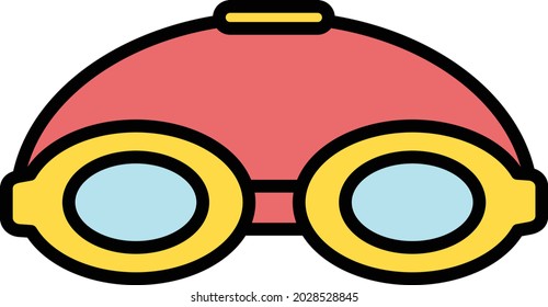 Swimming Glasses Vector Line Filled Icon Design