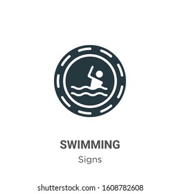 Swimming glyph icon vector on white background. Flat vector swimming icon symbol sign from modern signs collection for mobile concept and web apps design.