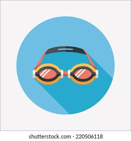 swimming goggles flat icon with long shadow,eps10