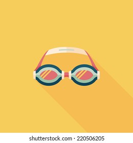 swimming goggles flat icon with long shadow,eps10