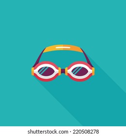swimming goggles flat icon with long shadow,eps10