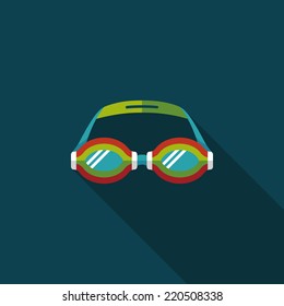 swimming goggles flat icon with long shadow,eps10