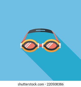 swimming goggles flat icon with long shadow,eps10