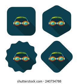 swimming goggles flat icon with long shadow,eps10