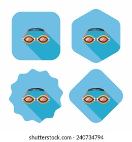 swimming goggles flat icon with long shadow,eps10