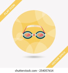 swimming goggles flat icon with long shadow,eps10