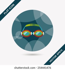 swimming goggles flat icon with long shadow,eps10