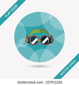 swimming goggles flat icon with long shadow,eps10