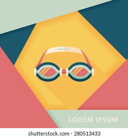 swimming goggles flat icon with long shadow,eps10