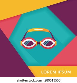 swimming goggles flat icon with long shadow,eps10