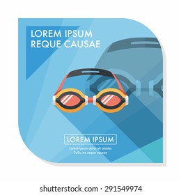 swimming goggles flat icon with long shadow,eps10
