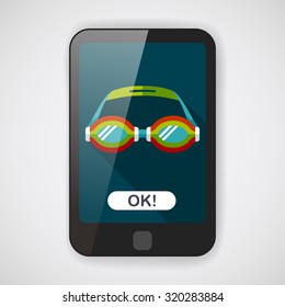 swimming goggles flat icon with long shadow,eps10