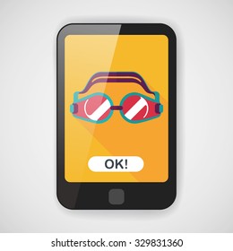 swimming goggles flat icon with long shadow,eps10