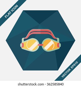 swimming goggles flat icon with long shadow,eps10