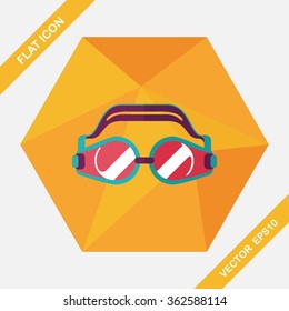 swimming goggles flat icon with long shadow,eps10