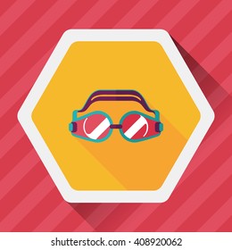 swimming goggles flat icon with long shadow,eps10