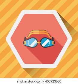 swimming goggles flat icon with long shadow,eps10