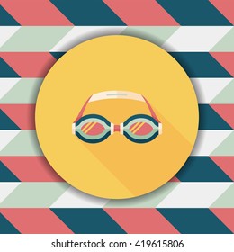 swimming goggles flat icon with long shadow,eps10